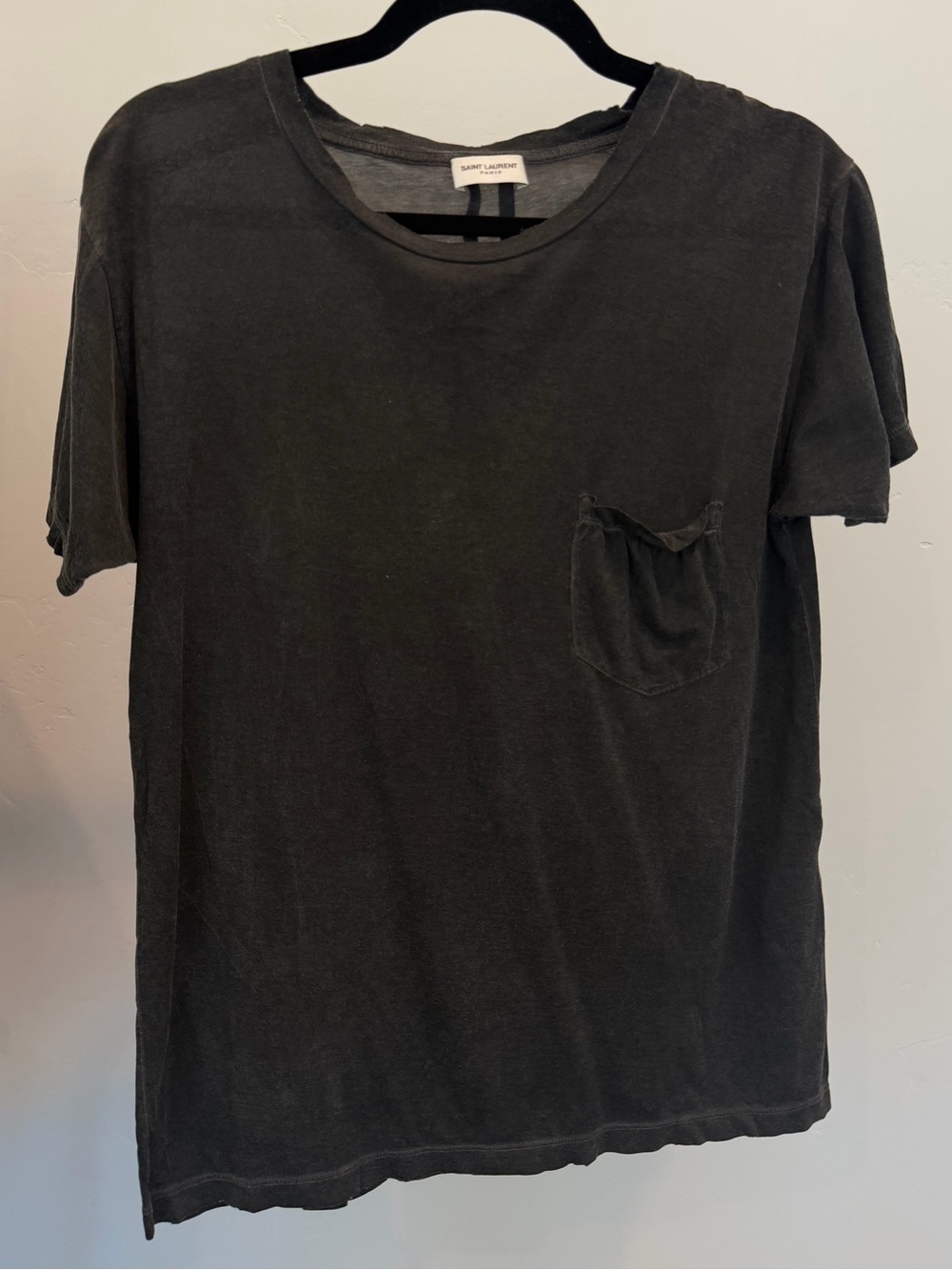 Saint Laurent Paris Washed Black Pocket T-Shirt XS Made in Italy